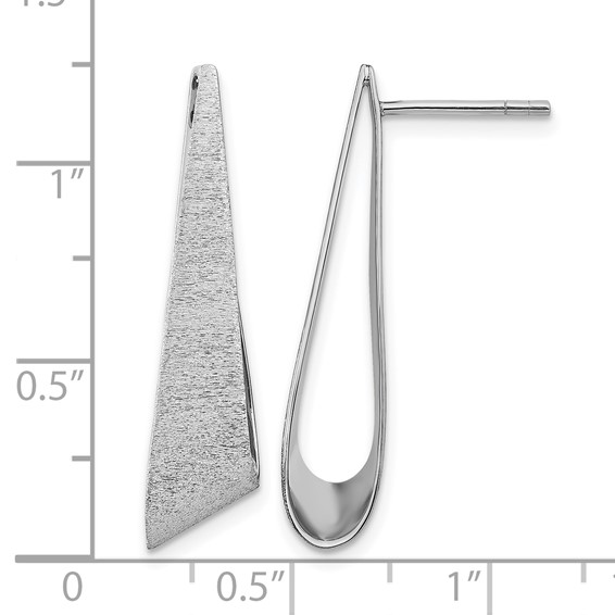 Leslie's Sterling Silver Rhodium-plated Sand-finish Post Dangle Earrings