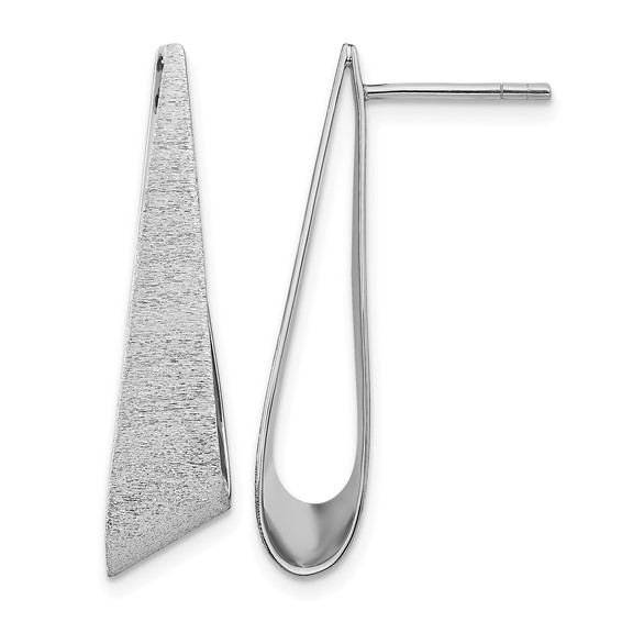 Leslie's Sterling Silver Rhodium-plated Sand-finish Post Dangle Earrings