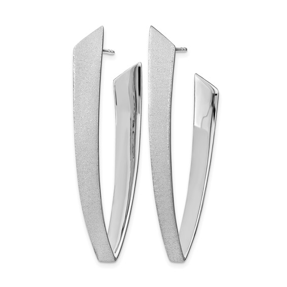 Leslie's Sterling Silver Rhodium-plated Sand-finish Post Dangle Earrings