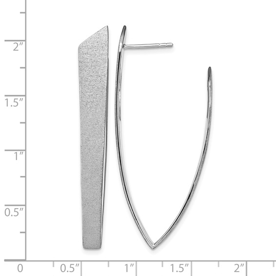 Leslie's Sterling Silver Rhodium-plated Sand-finish Post Dangle Earrings