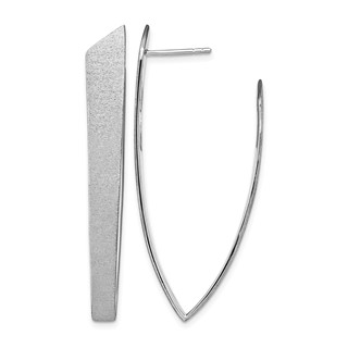 Leslie's Sterling Silver Rhodium-plated Sand-finish Post Dangle Earrings