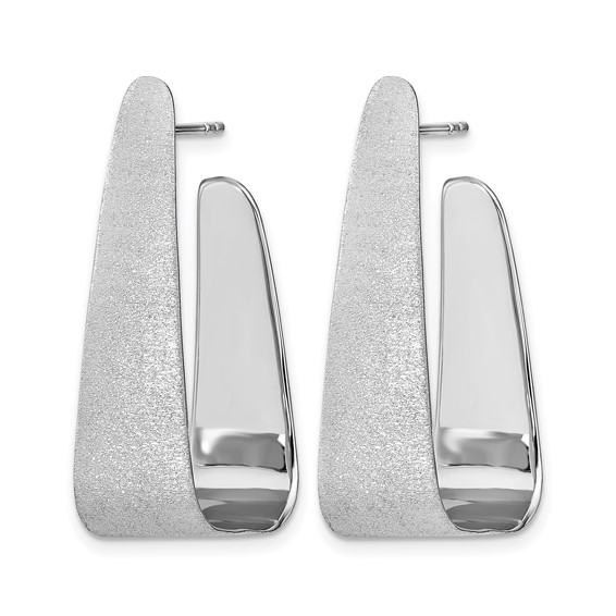 Leslie's Sterling Silver Rhodium-plated Sand-finish Post Dangle Earrings