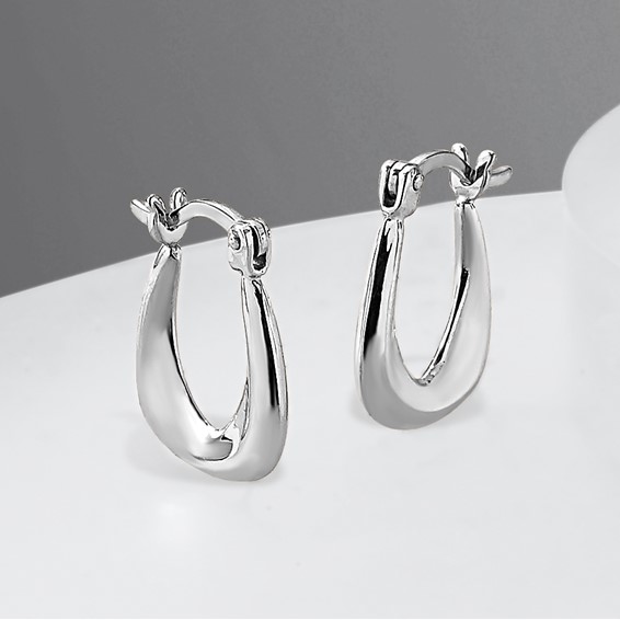 Leslie's Sterling Silver Rhodium-plated Huggie Earrings