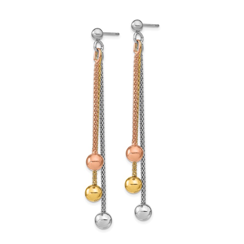 Sterling Silver Rose & Yellow Gold-plated Post Dangle Earrings