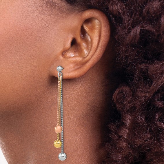 Leslie's Sterling Silver Rose & Yellow Gold-plated Post Dangle Earrings