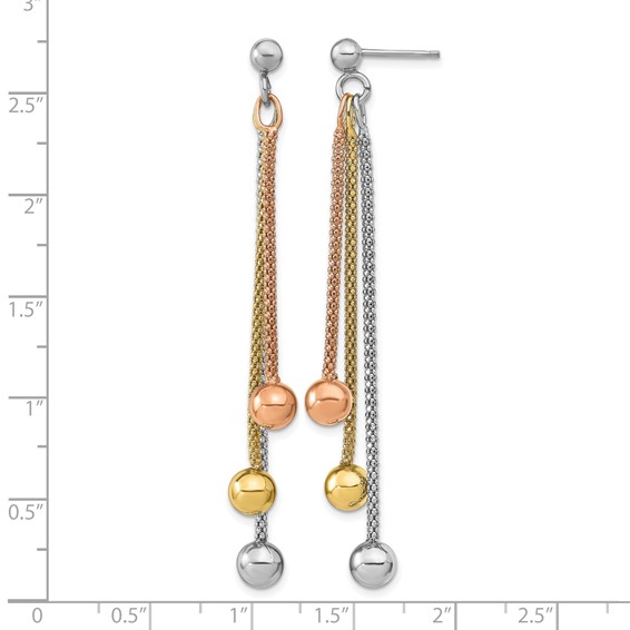 Leslie's Sterling Silver Rose & Yellow Gold-plated Post Dangle Earrings