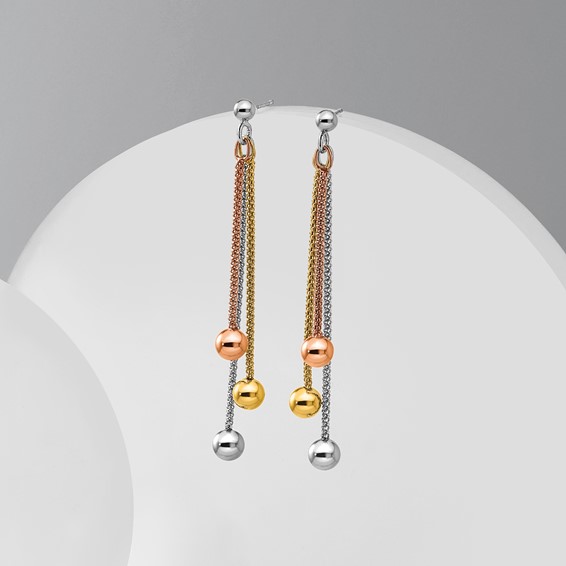 Leslie's Sterling Silver Rose & Yellow Gold-plated Post Dangle Earrings