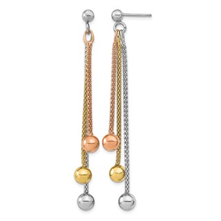 Leslie's Sterling Silver Rose & Yellow Gold-plated Post Dangle Earrings