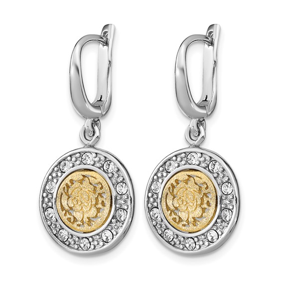 Leslie's Sterling Silver Rhod-plated Gold-tone Crystal Earrings