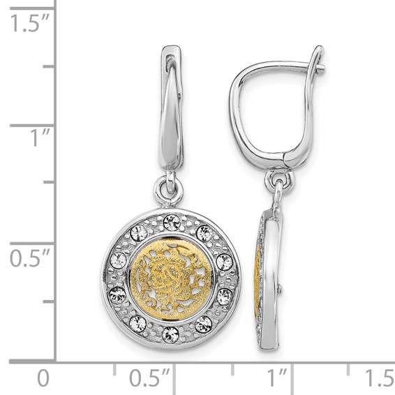 Leslie's Sterling Silver Rhod-plated Gold-tone Crystal Earrings