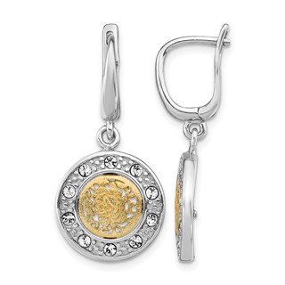 Leslie's Sterling Silver Rhod-plated Gold-tone Crystal Earrings