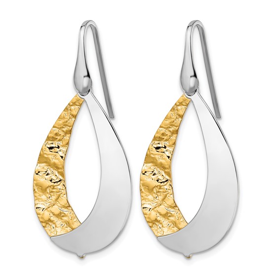 Sterling Silver Rhod-plated Gold-plated D/C Dangle Earrings