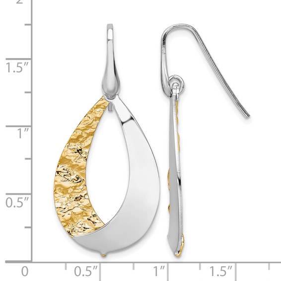 Sterling Silver Rhod-plated Gold-plated D/C Dangle Earrings