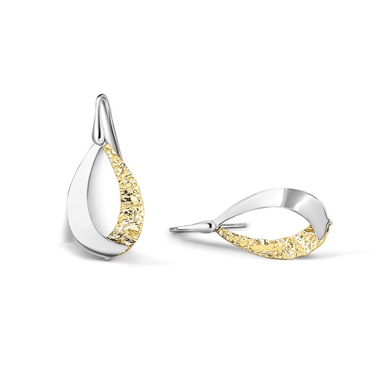 Sterling Silver Rhod-plated Gold-plated D/C Dangle Earrings