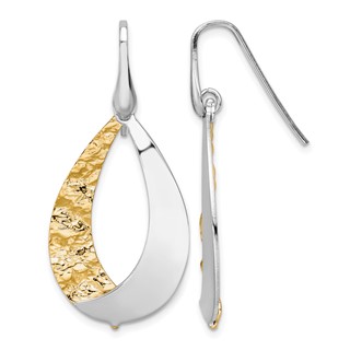 Sterling Silver Rhod-plated Gold-plated D/C Dangle Earrings