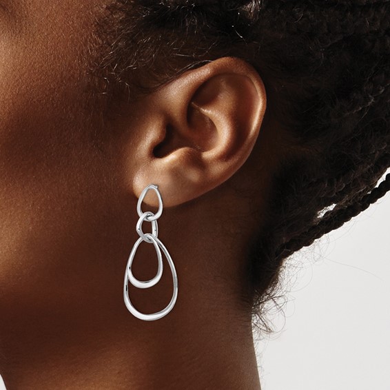 Leslie's Sterling Silver Rhodium-plated Polished Post Dangle Earrings