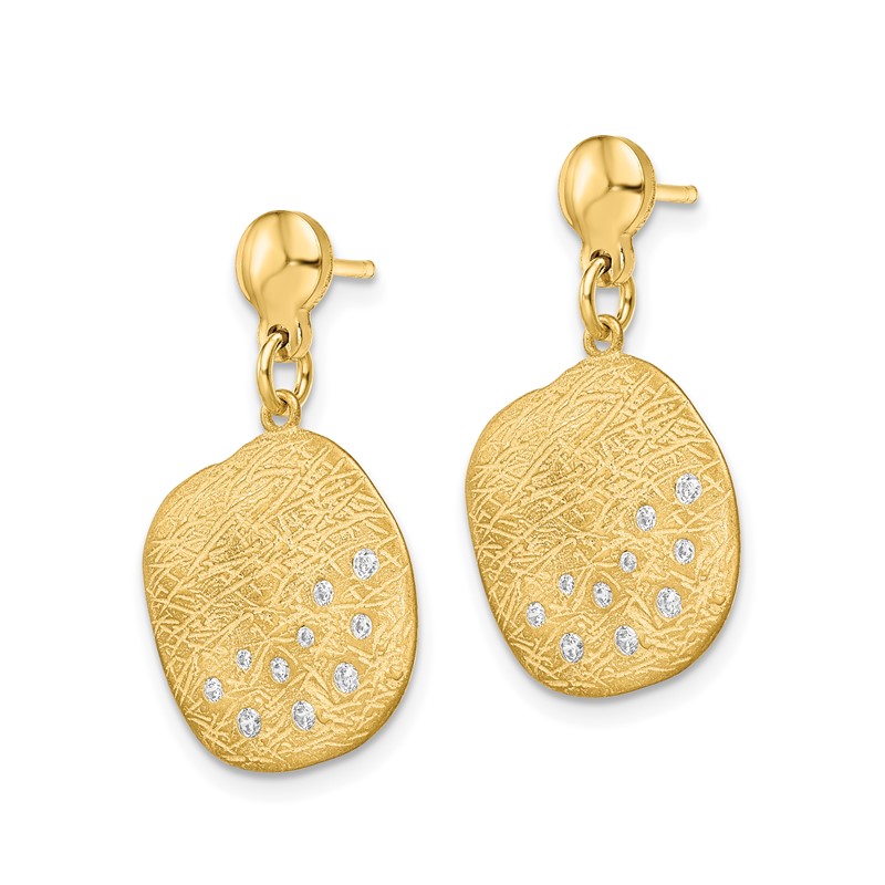 Sterling Silver Radiant Essence Gold-plated CZ Dangle Earrings