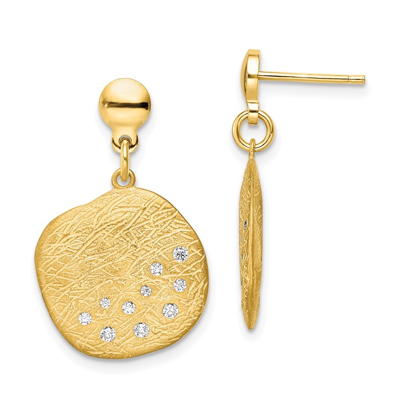 Sterling Silver Radiant Essence Gold-plated CZ Dangle Earrings