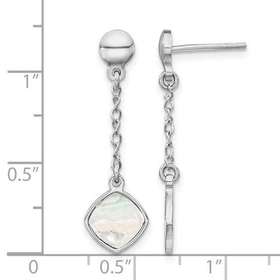Leslie's Sterling Silver Rhodium-plated Mother of Pearl Post Dangle Earring