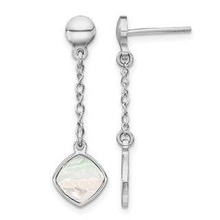 Leslie's Sterling Silver Rhodium-plated Mother of Pearl Post Dangle Earring