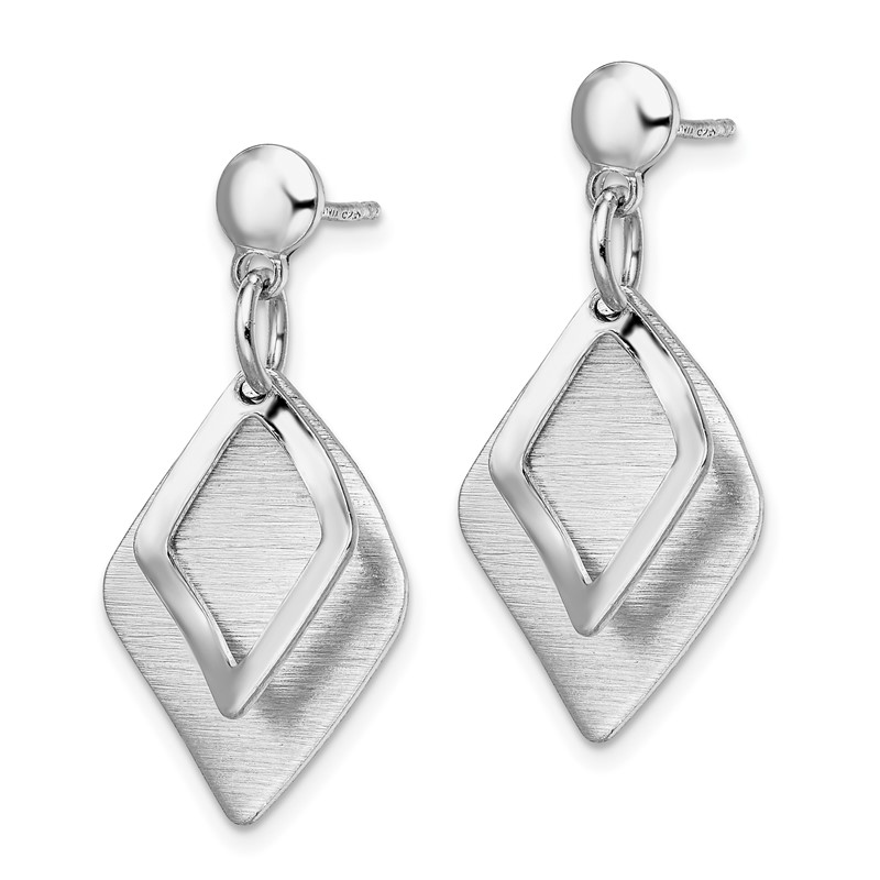 Sterling Silver Radiant Essence Rho-pla Brush Post Dangle Earrings