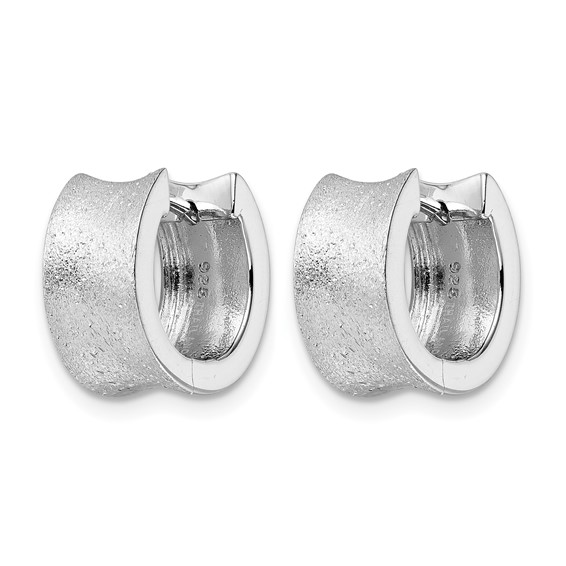 Leslie's Sterling Silver Rhod-plated D/C Brushed Huggie Hoop Earrings