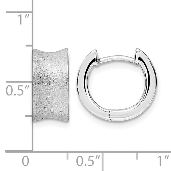 Leslie's Sterling Silver Rhod-plated D/C Brushed Huggie Hoop Earrings