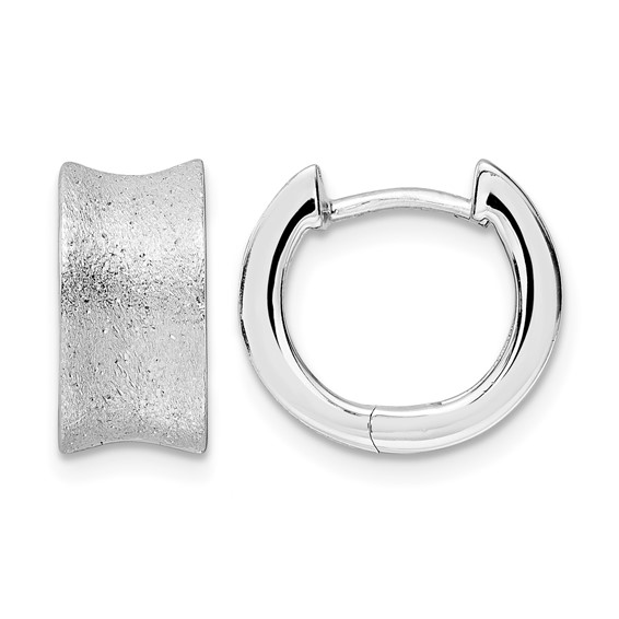 Leslie's Sterling Silver Rhod-plated D/C Brushed Huggie Hoop Earrings