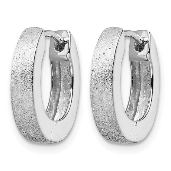 Leslie's Radiant Essence SS Rhod-plated D/C Brushed Oval Hoop Earrings