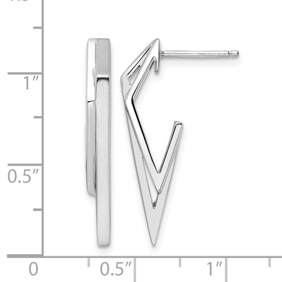 Leslie's Sterling Silver Rhod-plated Polished and Brushed Dangle Earrings