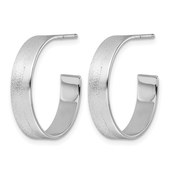 Leslie's Radiant Essence SS Rhod-plated Brushed C-Hoop Earrings