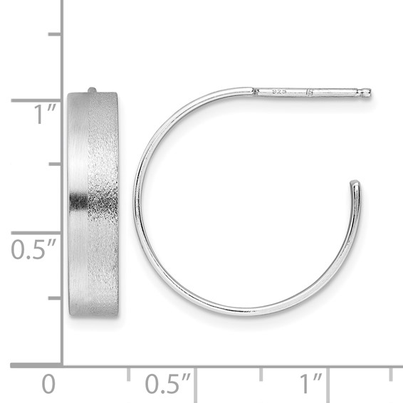 Leslie's Radiant Essence SS Rhod-plated Brushed C-Hoop Earrings