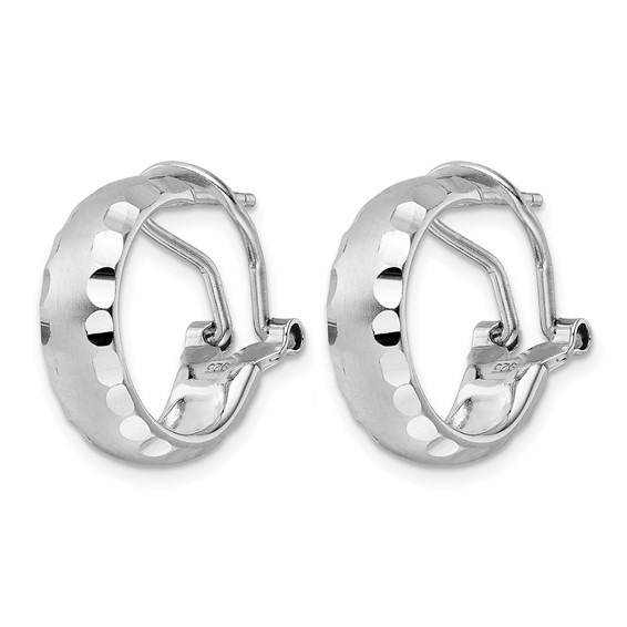 Leslie's Radiant Essence SS Rhod-plated Brushed D/C Omega Back Earrings