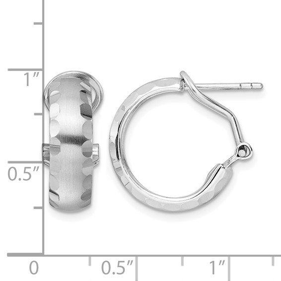 Leslie's Radiant Essence SS Rhod-plated Brushed D/C Omega Back Earrings