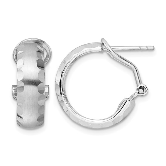 Leslie's Radiant Essence SS Rhod-plated Brushed D/C Omega Back Earrings