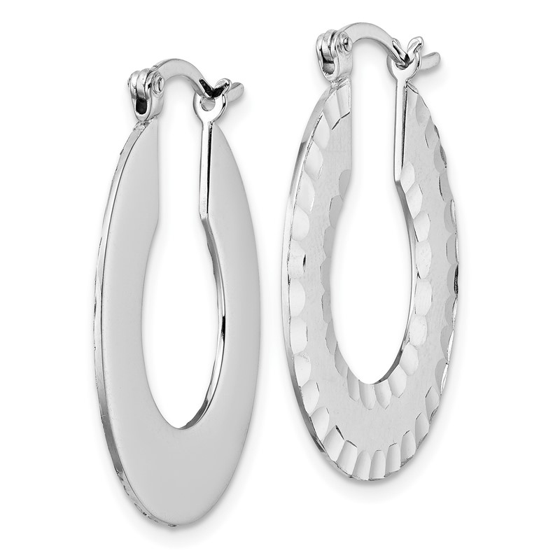 Radiant Essence SS Rhod-plated Brushed D/C Hoop Earrings