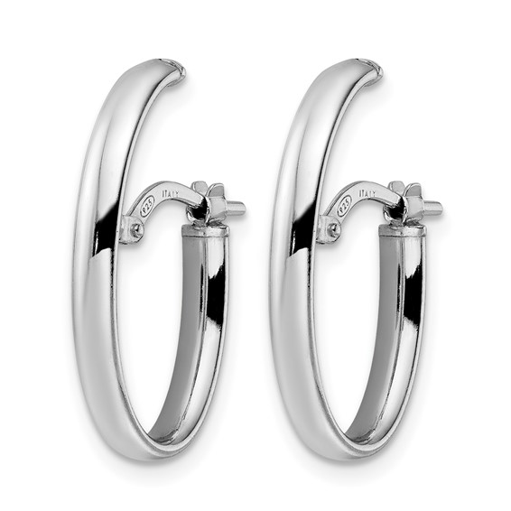 Leslie's Sterling Silver Rhod-plated Polished J-hoop Earrings