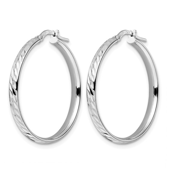 Leslie's Sterling Silver Polished and Diamond-cut 3.00mm Hoop Earrings