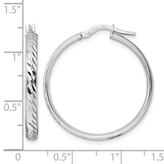 Leslie's Sterling Silver Polished and Diamond-cut 3.00mm Hoop Earrings