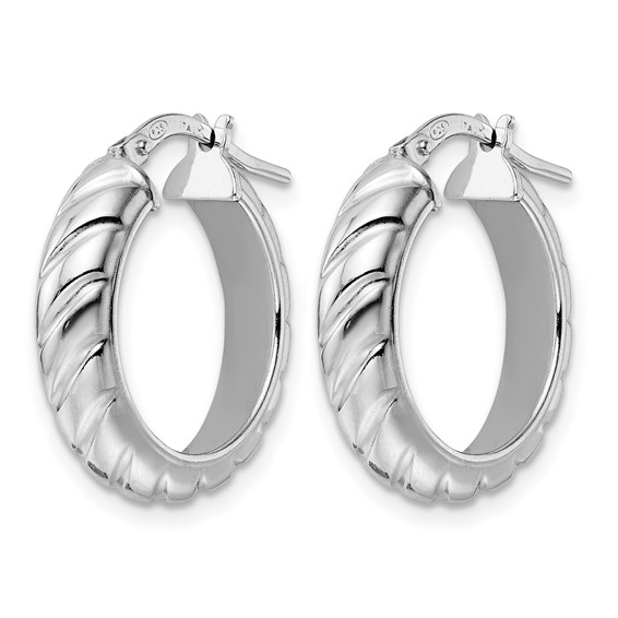 Leslie's Sterling Silver Polished and Twisted Hoop Earrings