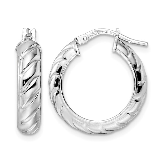 Leslie's Sterling Silver Polished and Twisted Hoop Earrings