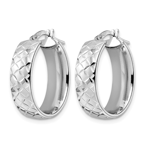 Leslie's Sterling Silver Polished and Grooved Hoop Earrings