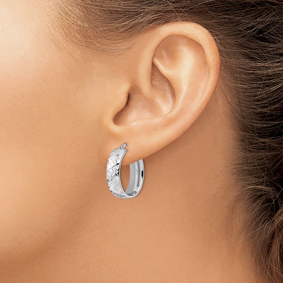 Leslie's Sterling Silver Polished and Grooved Hoop Earrings