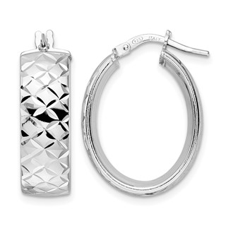 Leslie's Sterling Silver Polished and Grooved Hoop Earrings
