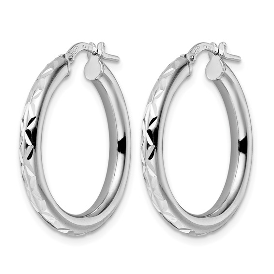 Leslie's Sterling Silver Rhod-plated Polished D/C Hoop Earrings