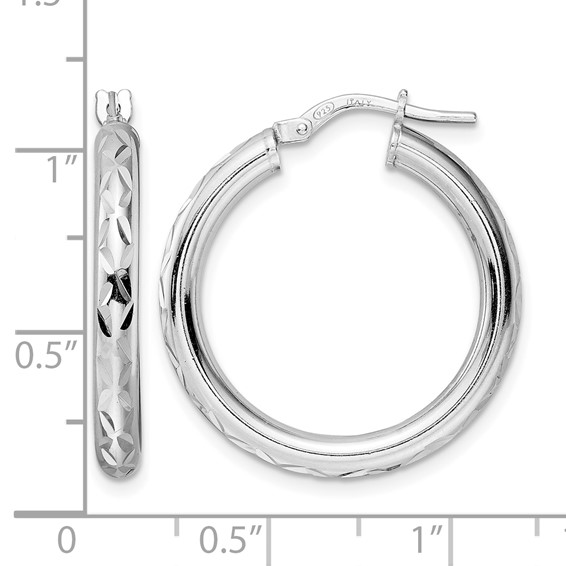 Leslie's Sterling Silver Rhod-plated Polished D/C Hoop Earrings