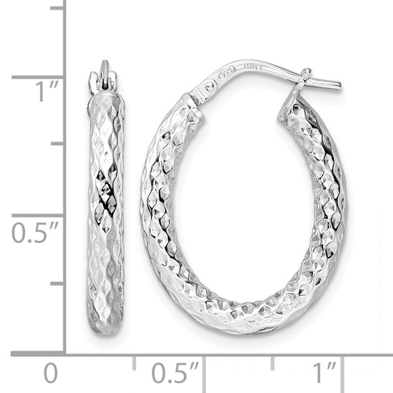 Leslie's Sterling Silver Polished and Diamond-cut Hoop Earrings