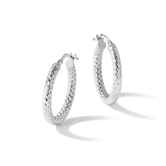 Leslie's Sterling Silver Polished and Diamond-cut Hoop Earrings