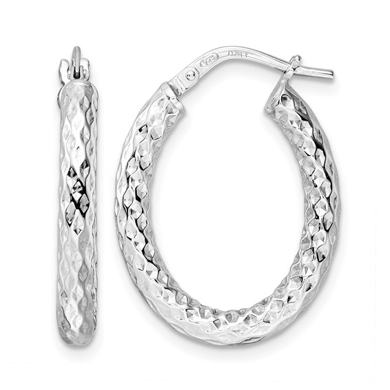Leslie's Sterling Silver Polished and Diamond-cut Hoop Earrings