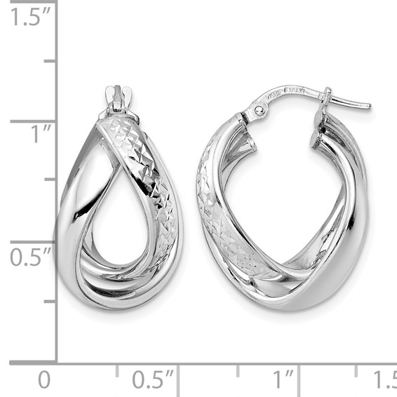 Leslie's Sterling Silver Rhod-plated Polished D/C Hoop Earrings